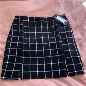 Nasty Gal black and white plaid mini skirt